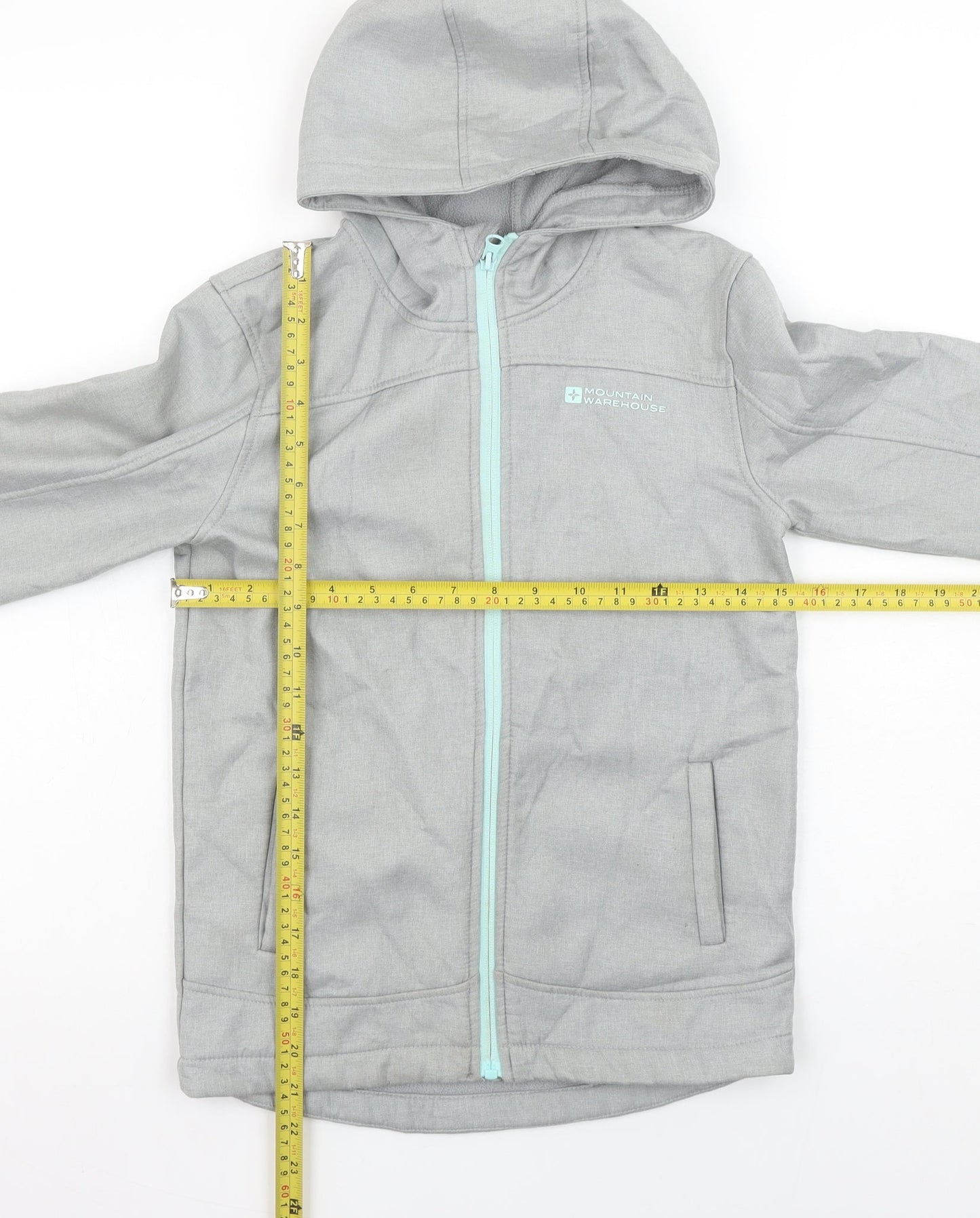 Mountain Warehouse Boys Grey Hooded Softshell Jacket 9-10 Years Windproof
