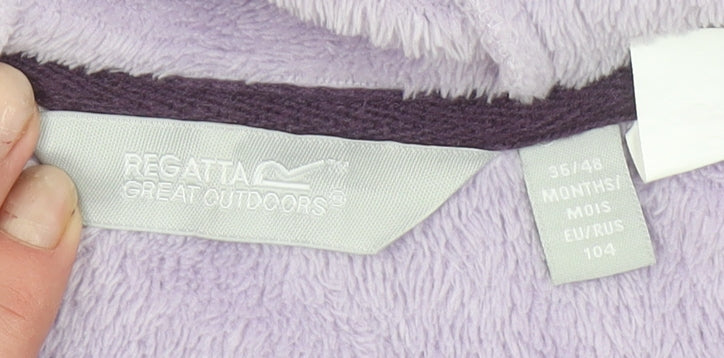 Regatta Girls Purple Fleece Full Zip Hoodie 4 Years Outdoor Hooded Jacket