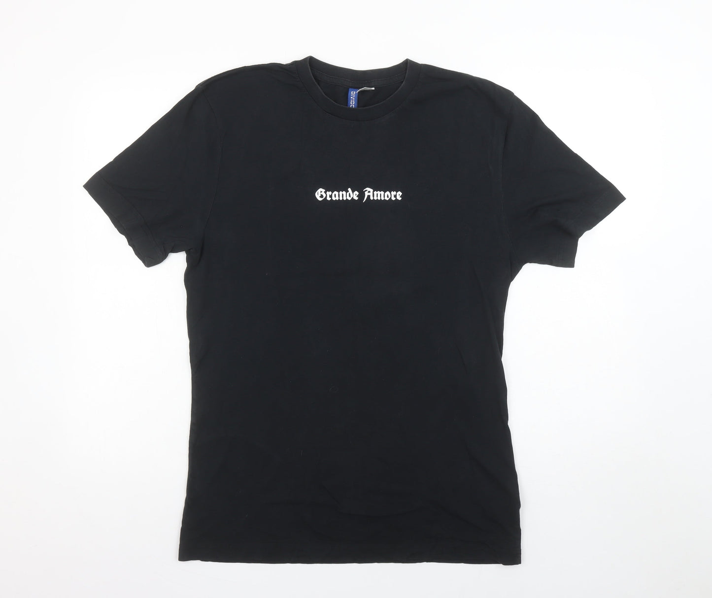 H&M Divided Men’s Black ‘Grande Amore’ Rose Print T-Shirt Size S