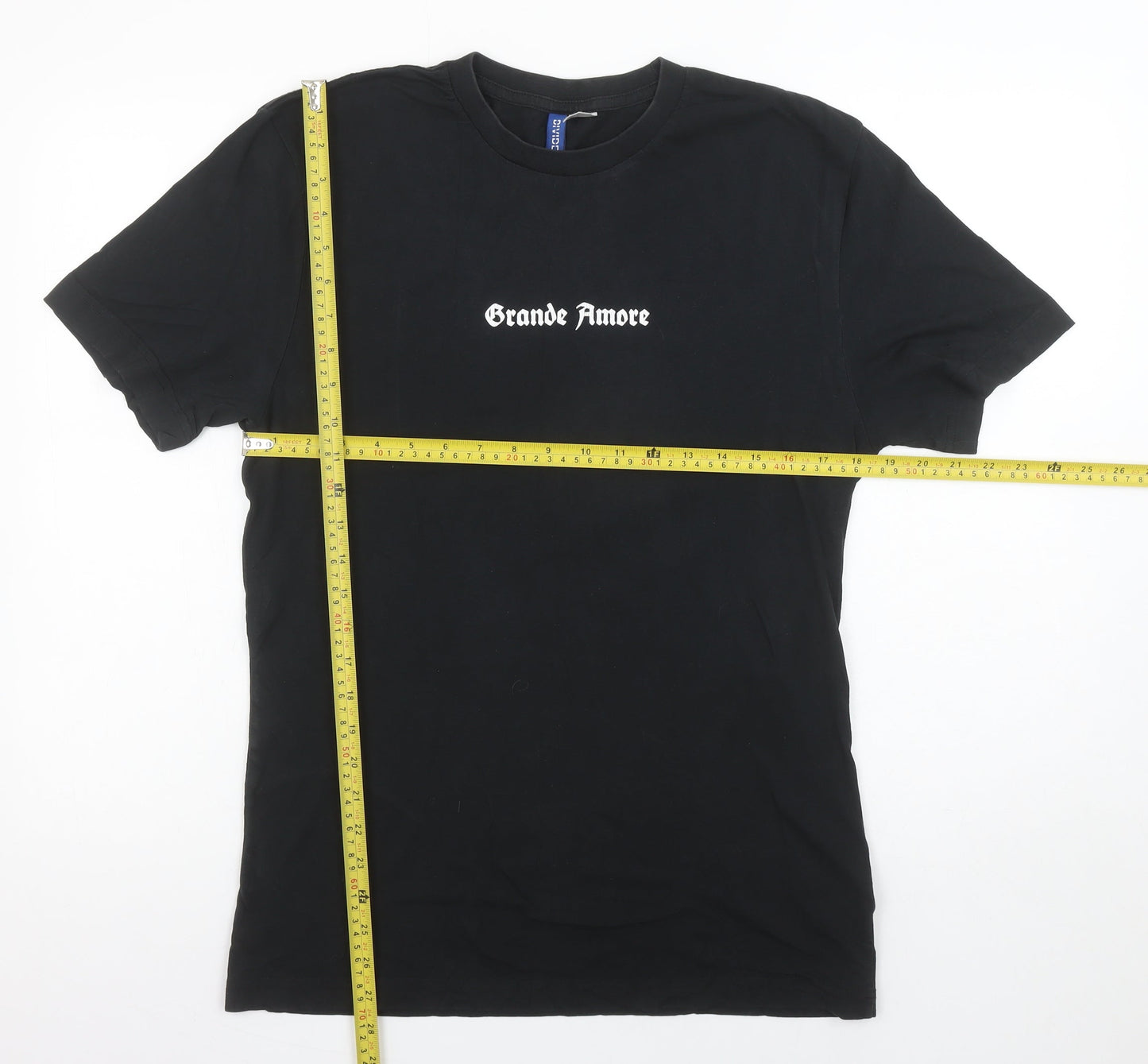 H&M Divided Men’s Black ‘Grande Amore’ Rose Print T-Shirt Size S