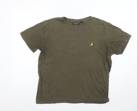 Brave Soul Men's Green Cotton Crew Neck Short Sleeve T-Shirt M