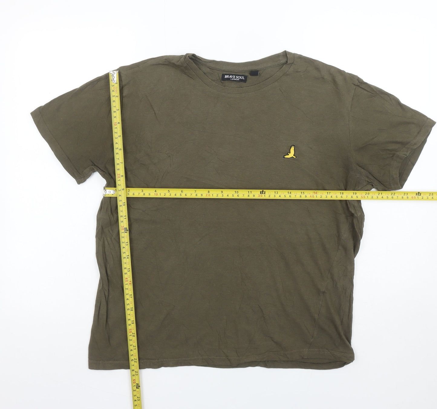 Brave Soul Men's Green Cotton Crew Neck Short Sleeve T-Shirt M