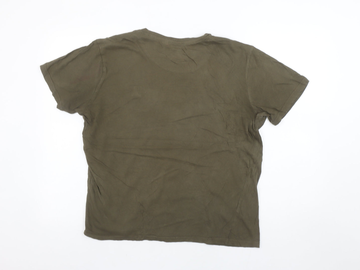 Brave Soul Men's Green Cotton Crew Neck Short Sleeve T-Shirt M