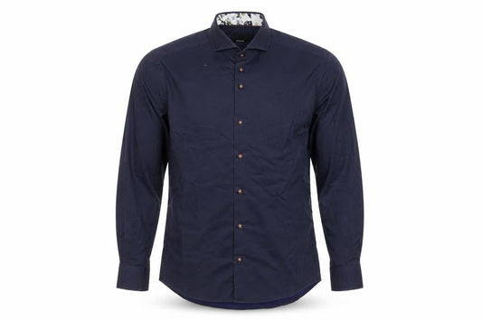 Bäumler Men's Blue 16.5in Classic Fit Long Sleeve Cotton Button-Up Shirt