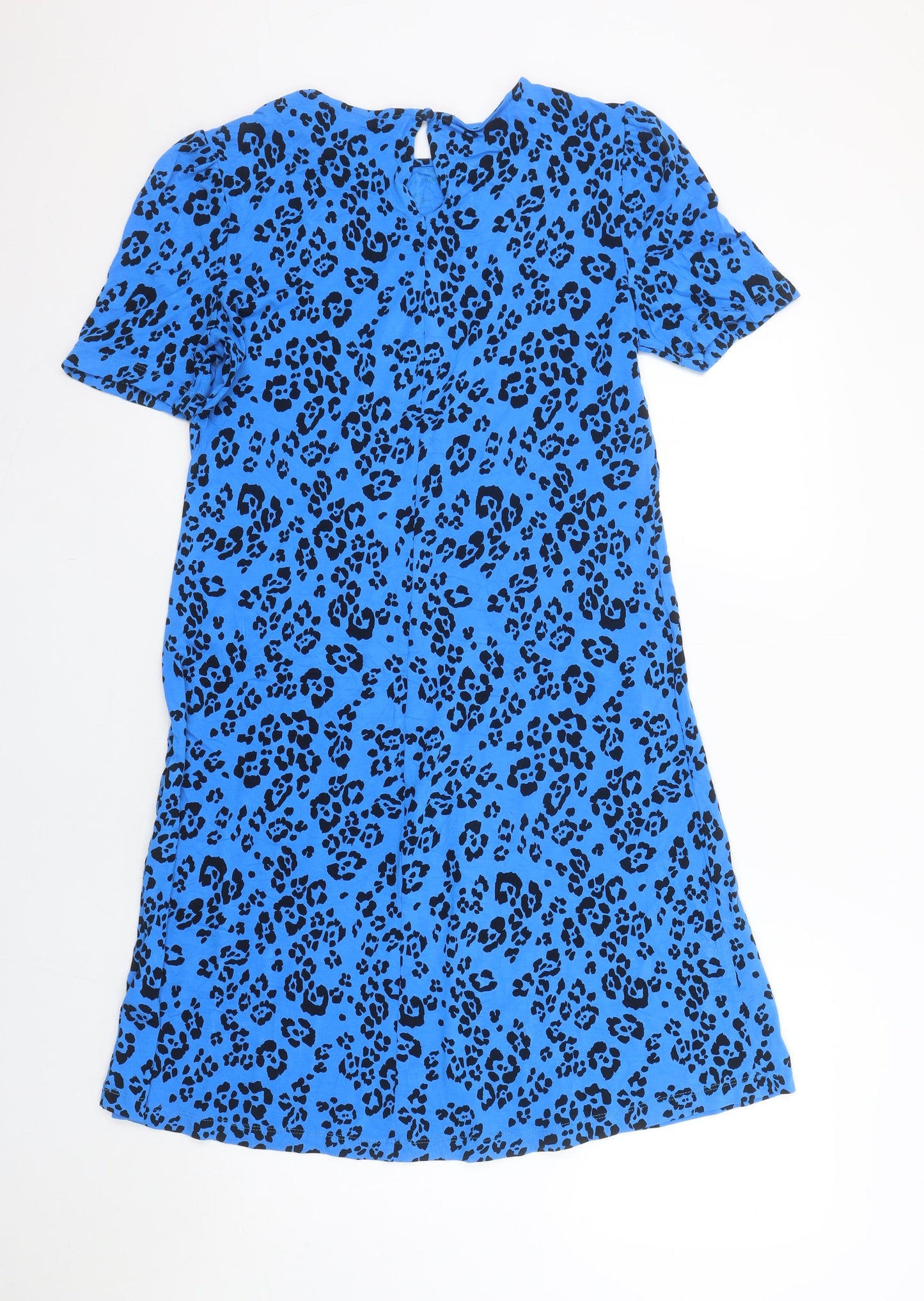 Marks and Spencer Women Blue Animal Print Short Sleeve Shift Dress Size 8