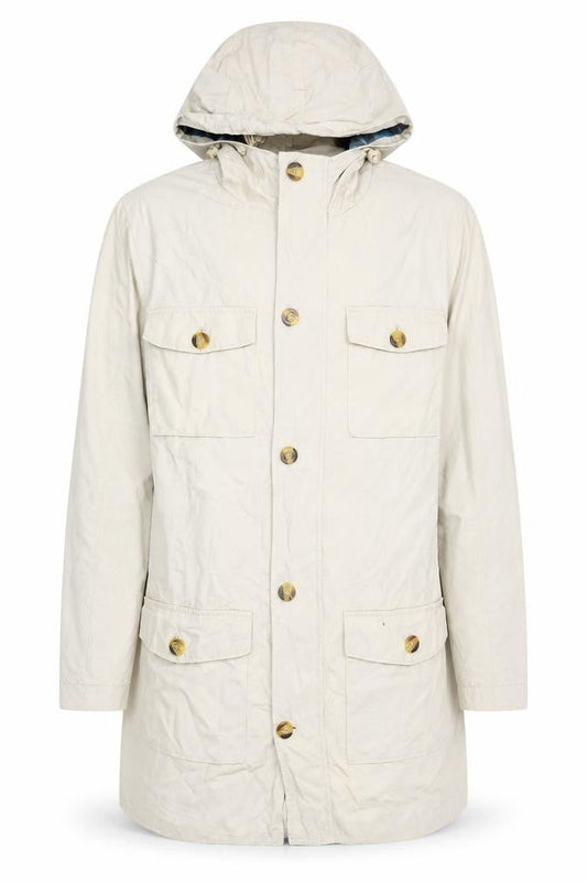 Cotton Traders Men's Beige Cotton Parka Coat S Hooded Casual Twill