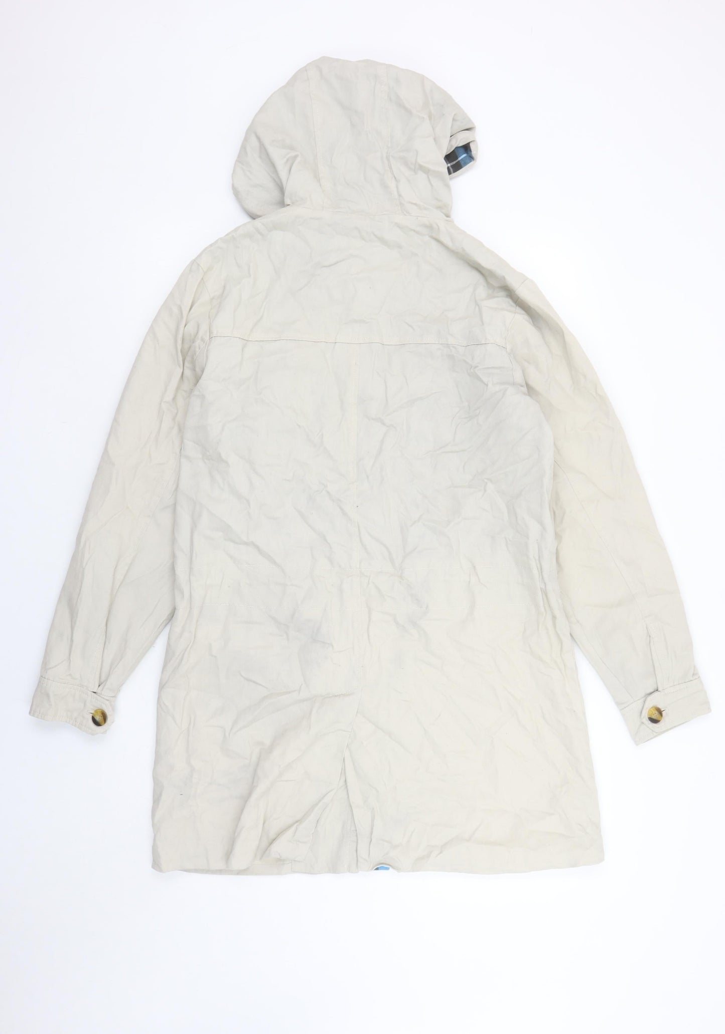 Cotton Traders Men's Beige Cotton Parka Coat S Hooded Casual Twill