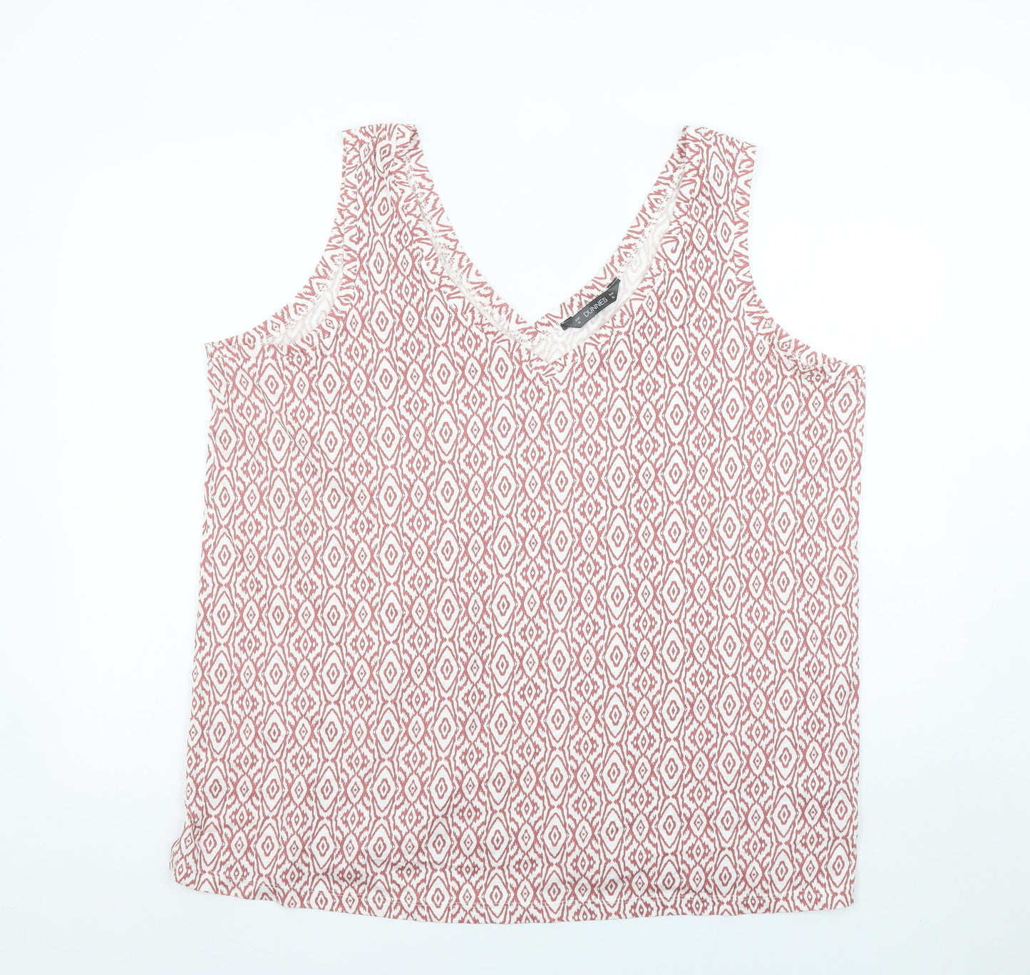 Dunnes Stores Women Pink Geometric V-Neck Tank Top XL