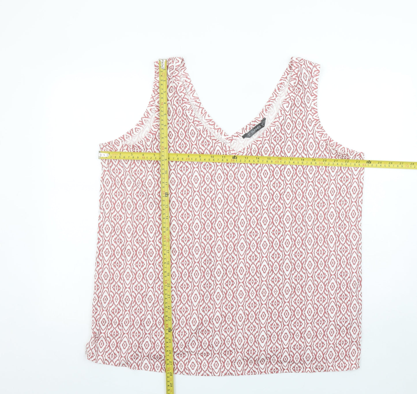 Dunnes Stores Women Pink Geometric V-Neck Tank Top XL