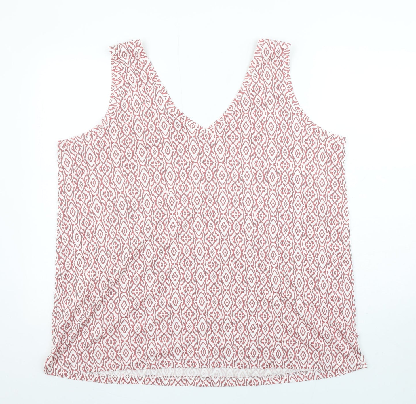 Dunnes Stores Women Pink Geometric V-Neck Tank Top XL