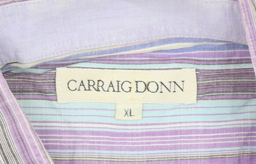 Carraig Donn Men’s Multicoloured Striped Cotton Short Sleeve XL Shirt