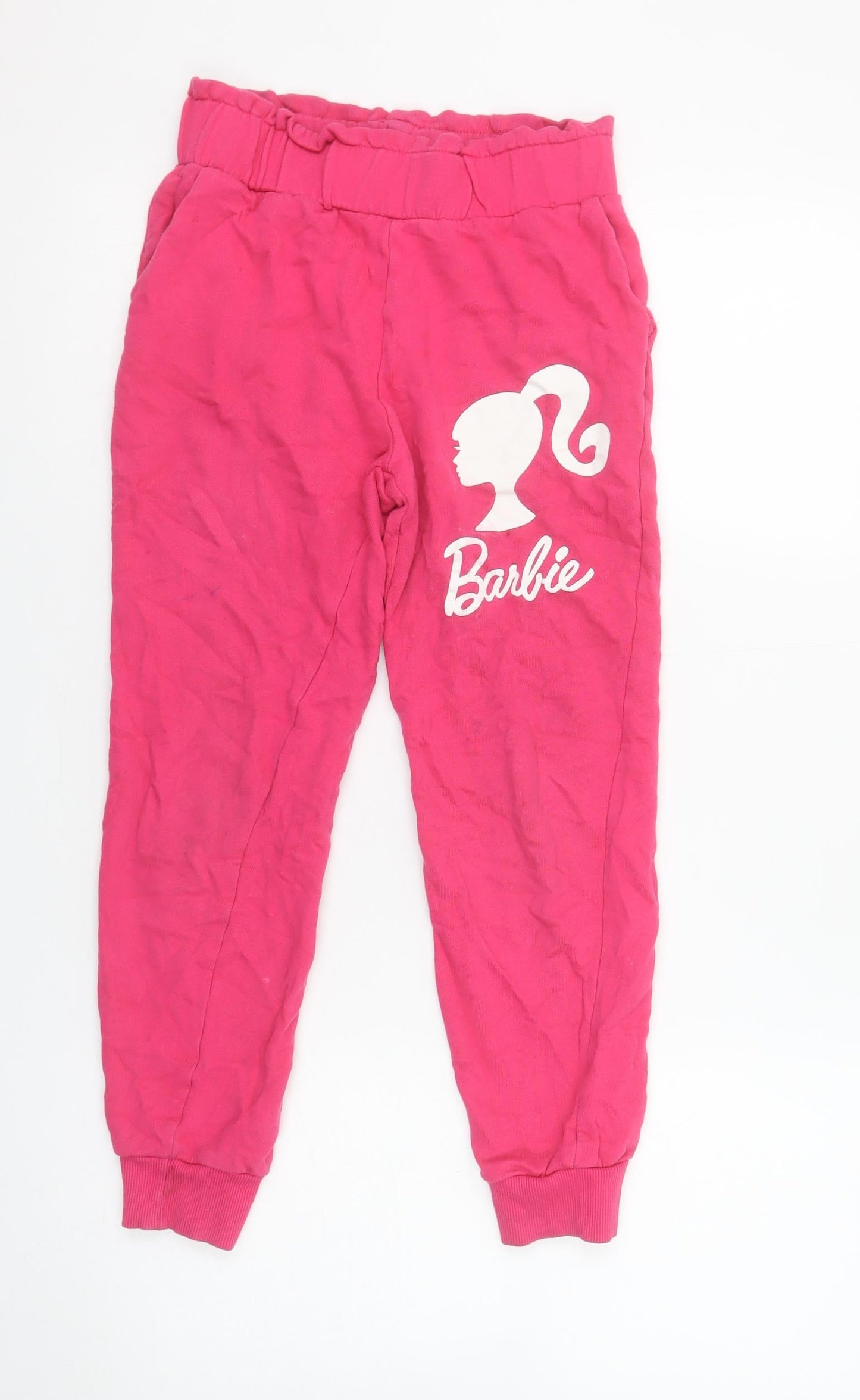 Barbie Girls Pink Cotton Jogger Trousers Size 10 Years