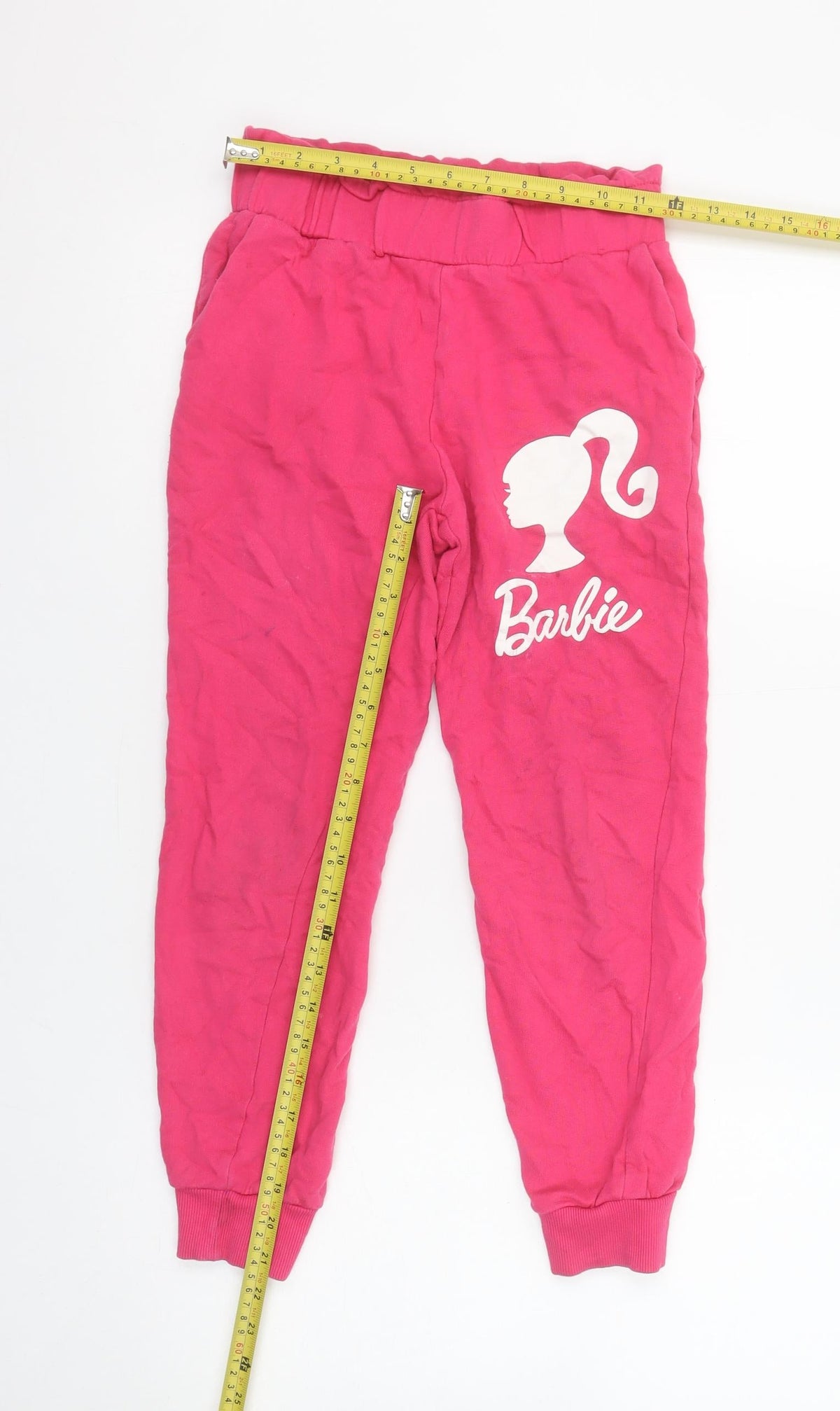 Barbie Girls Pink Cotton Jogger Trousers Size 10 Years