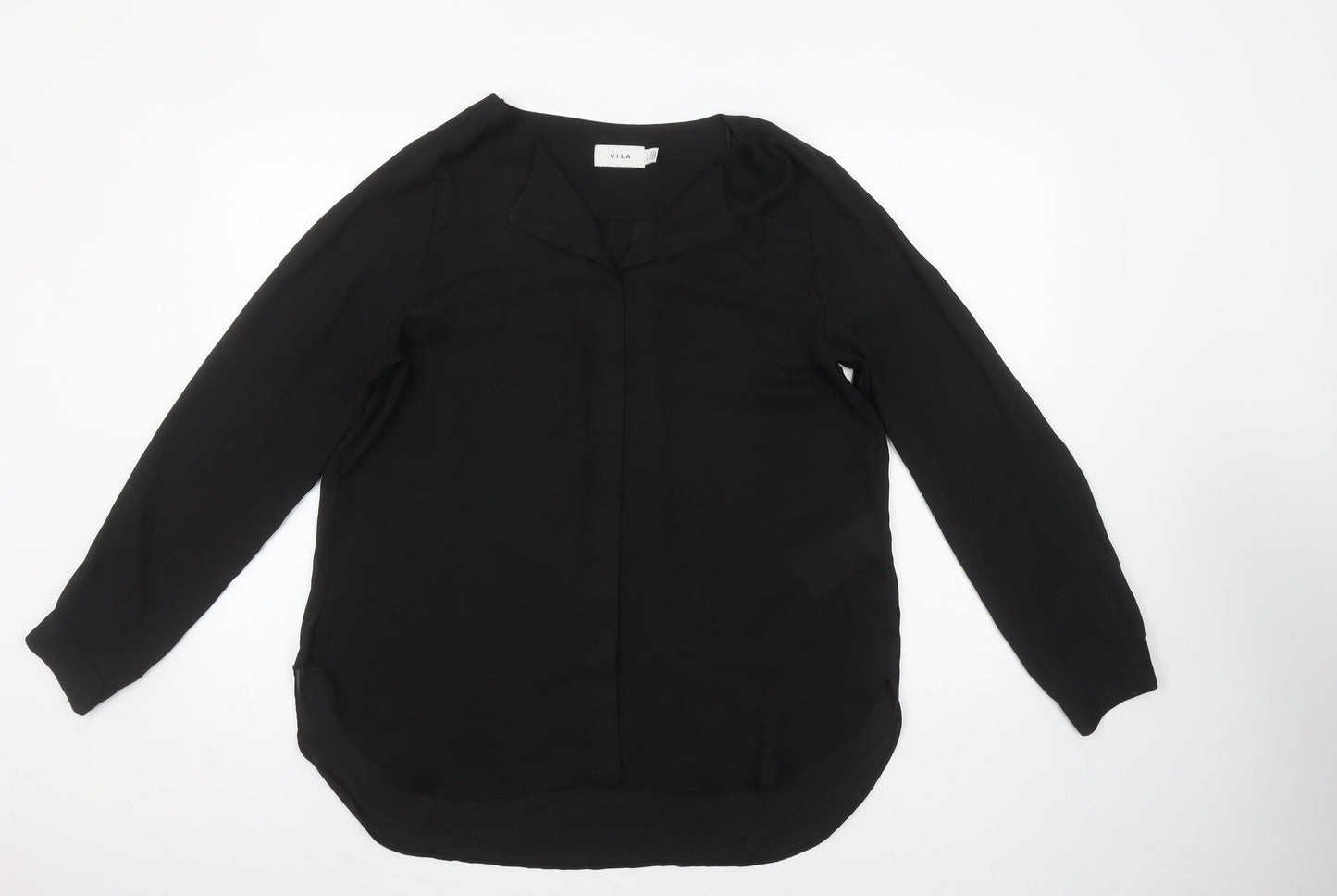 Vila Women's Black Long Sleeve Chiffon Blouse Size L