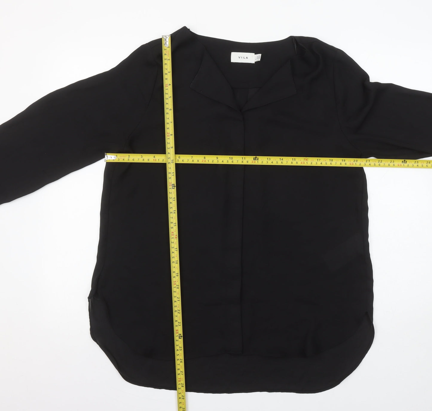 Vila Women's Black Long Sleeve Chiffon Blouse Size L