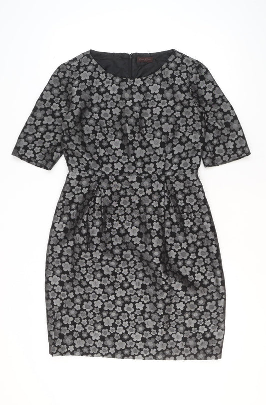 Great Plains Women’s Black Floral Sheath Dress Size 12 Knee Length