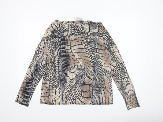 Wallis Women’s Beige Animal Print Long Sleeve Jersey Blouse M