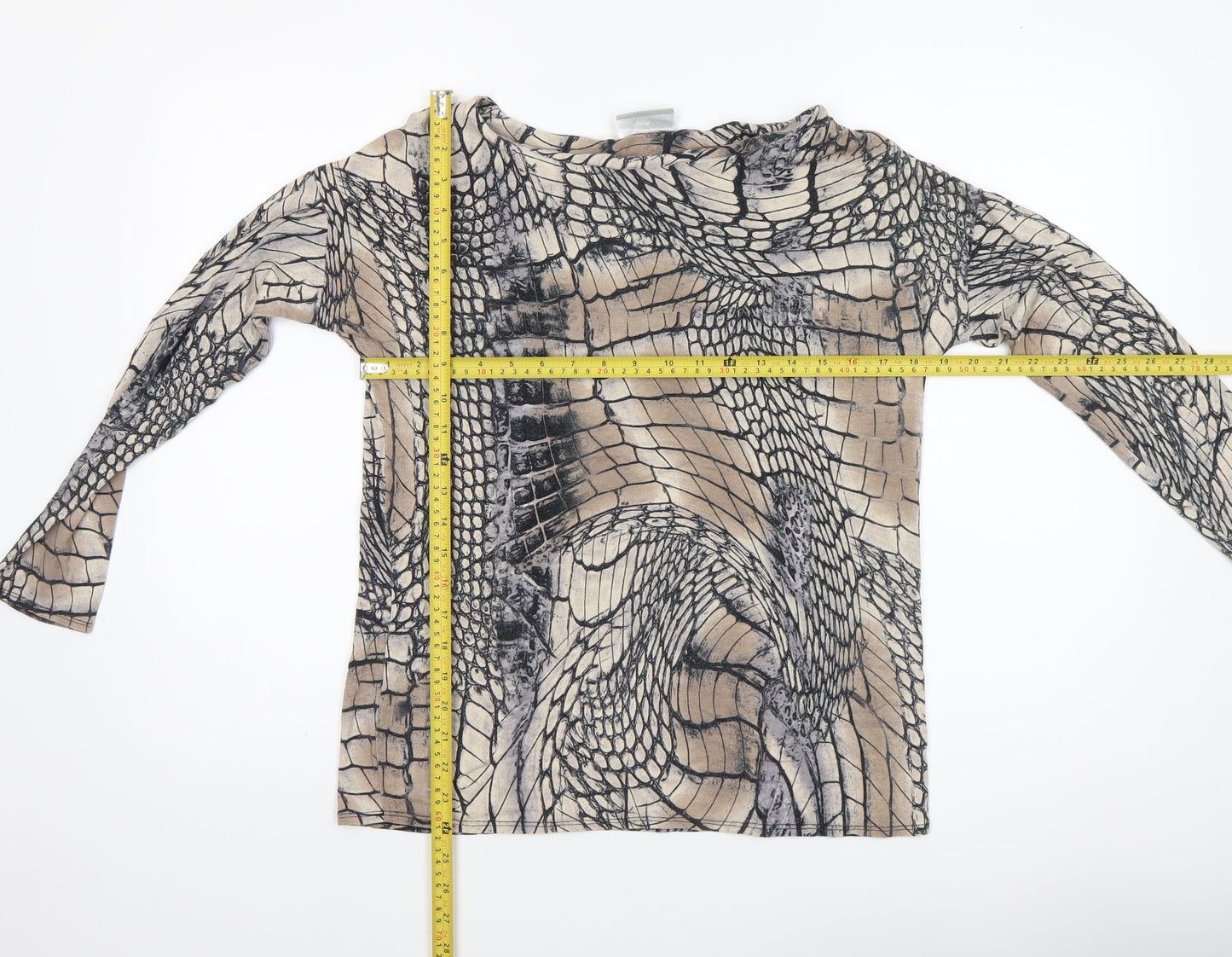 Wallis Women’s Beige Animal Print Long Sleeve Jersey Blouse M