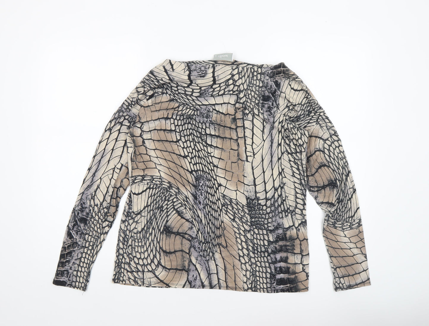 Wallis Women’s Beige Animal Print Long Sleeve Jersey Blouse M