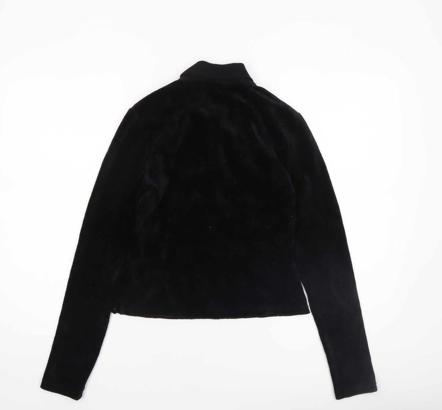 Juicy Couture Women’s Black Velour Long Sleeve Polo Top Size S
