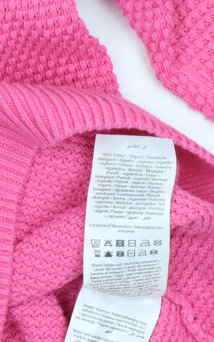 Vila Womens Pink Knitted Cotton Crew Neck Jumper Size S