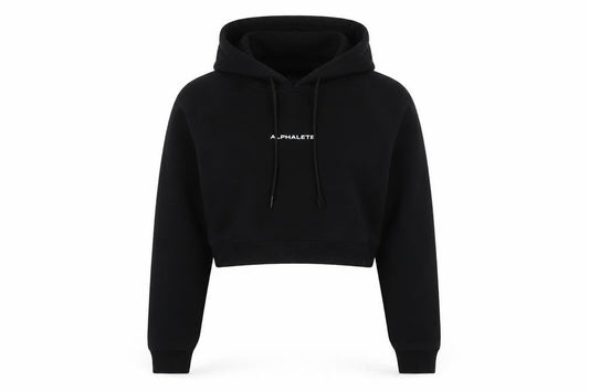 Alphalete Women's Black Crop Hoodie Small Cotton Blend Pullover