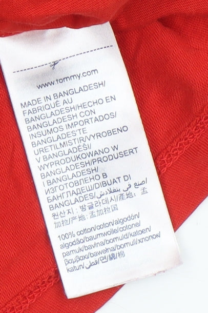 Tommy Hilfiger Boys Red Logo Cotton T-Shirt Size 164 Regular Fit
