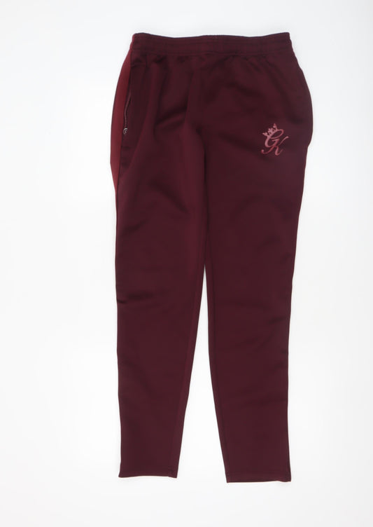 GK Mens Burgundy Joggers Medium Polyester Blend Comfortable Fit