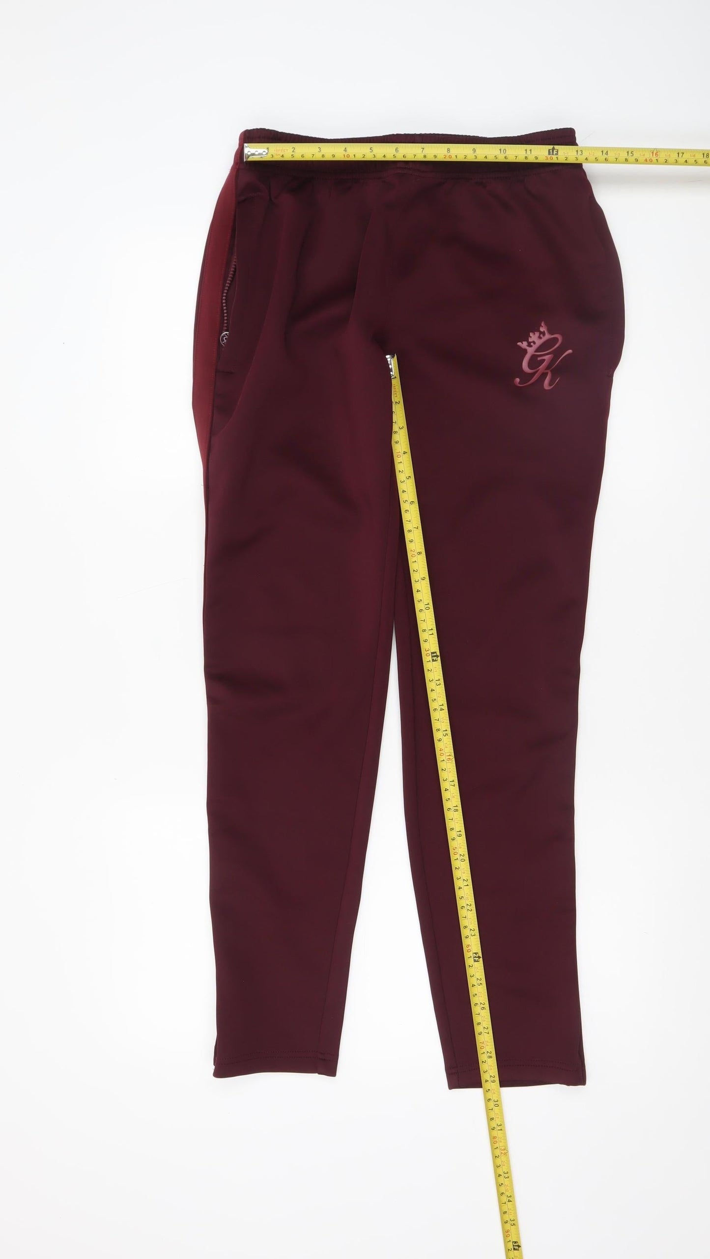 GK Mens Burgundy Joggers Medium Polyester Blend Comfortable Fit