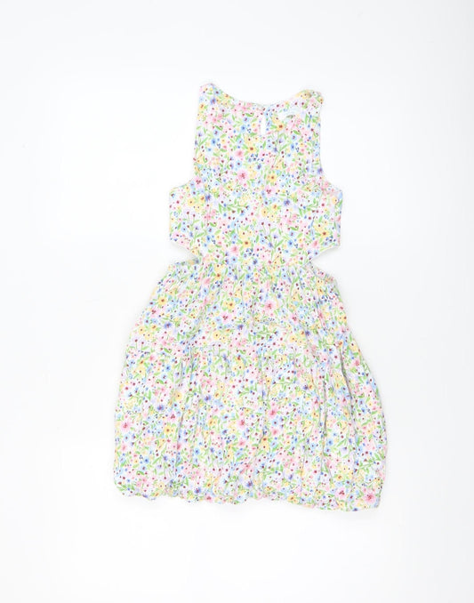 Leigh Tucker Willow Girls Multicoloured Floral Cotton Sleeveless A-Line Dress 8-9 Years
