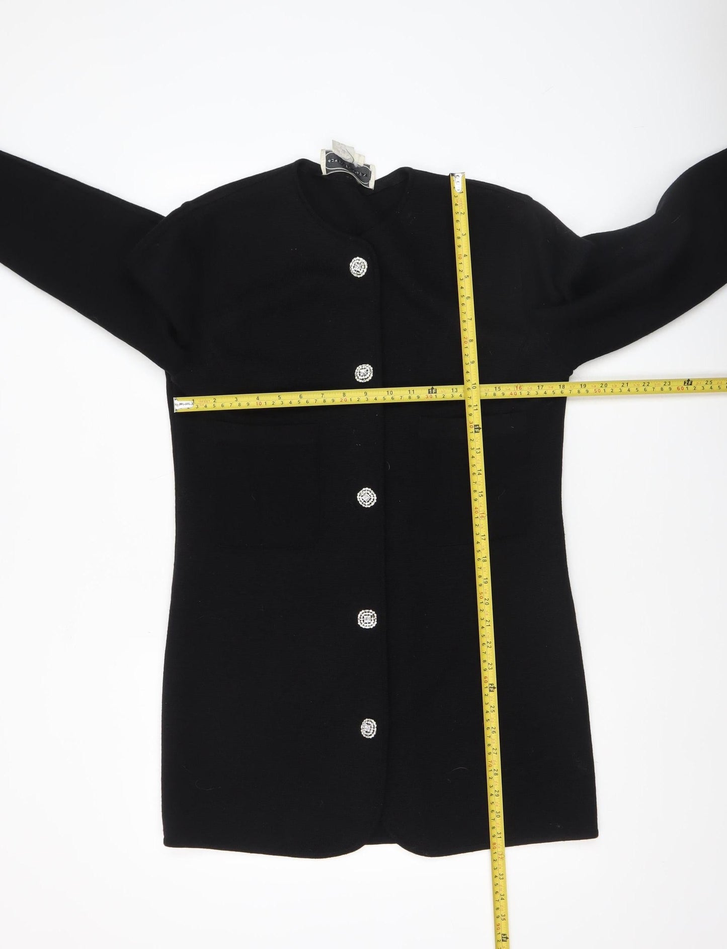 Adrienne Vittadini Women's Black Wool Cardigan L Classic Long Sleeve