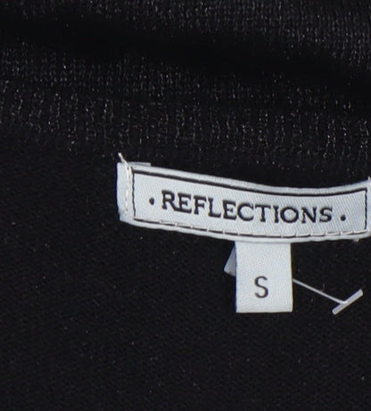 Reflections Womens Black V-Neck Long Sleeve Pullover Jumper Size S