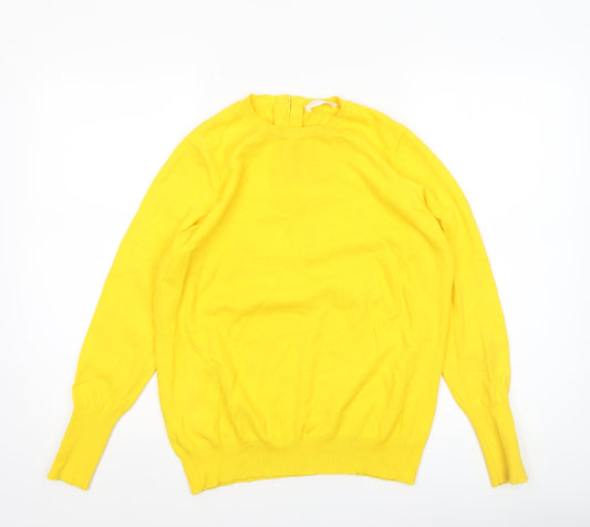 Savida Women's Yellow Crew Neck Long Sleeve Pullover Jumper Size 14