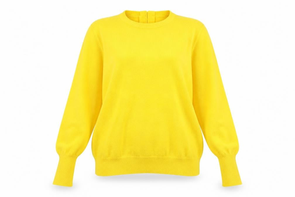 Savida Women's Yellow Crew Neck Long Sleeve Pullover Jumper Size 14