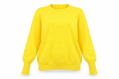 Savida Women's Yellow Crew Neck Long Sleeve Pullover Jumper Size 14