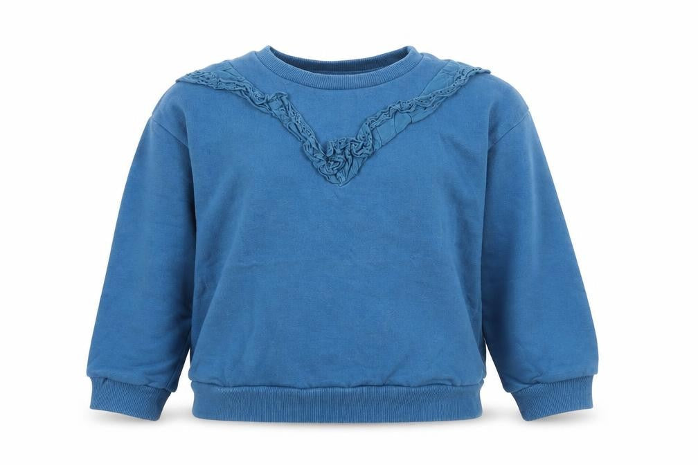 Compañía Fantástica Girls Blue Cotton Ruffle Crew Neck Sweatshirt 6 Years