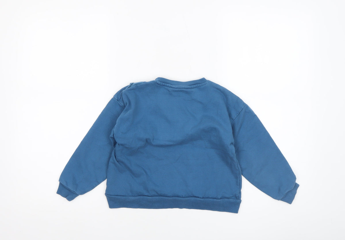 Compañía Fantástica Girls Blue Cotton Ruffle Crew Neck Sweatshirt 6 Years