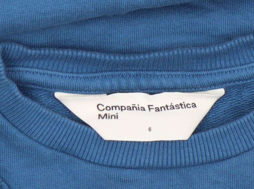 Compañía Fantástica Girls Blue Cotton Ruffle Crew Neck Sweatshirt 6 Years