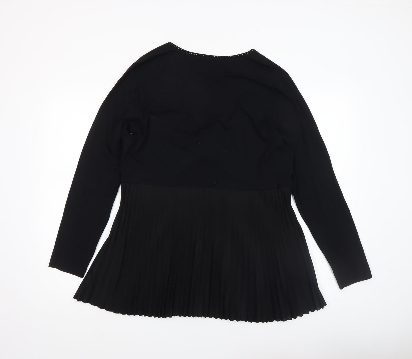 Gerry Weber Women Black Beaded Pleated Tunic Blouse Size 16