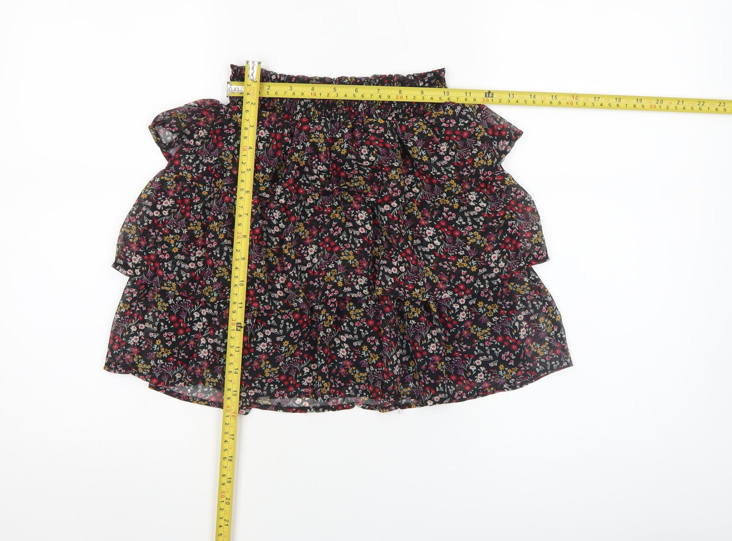 Miss Selfridge Petites Floral Mini Skirt Women Multicolour UK 6 Ruffle Polyester