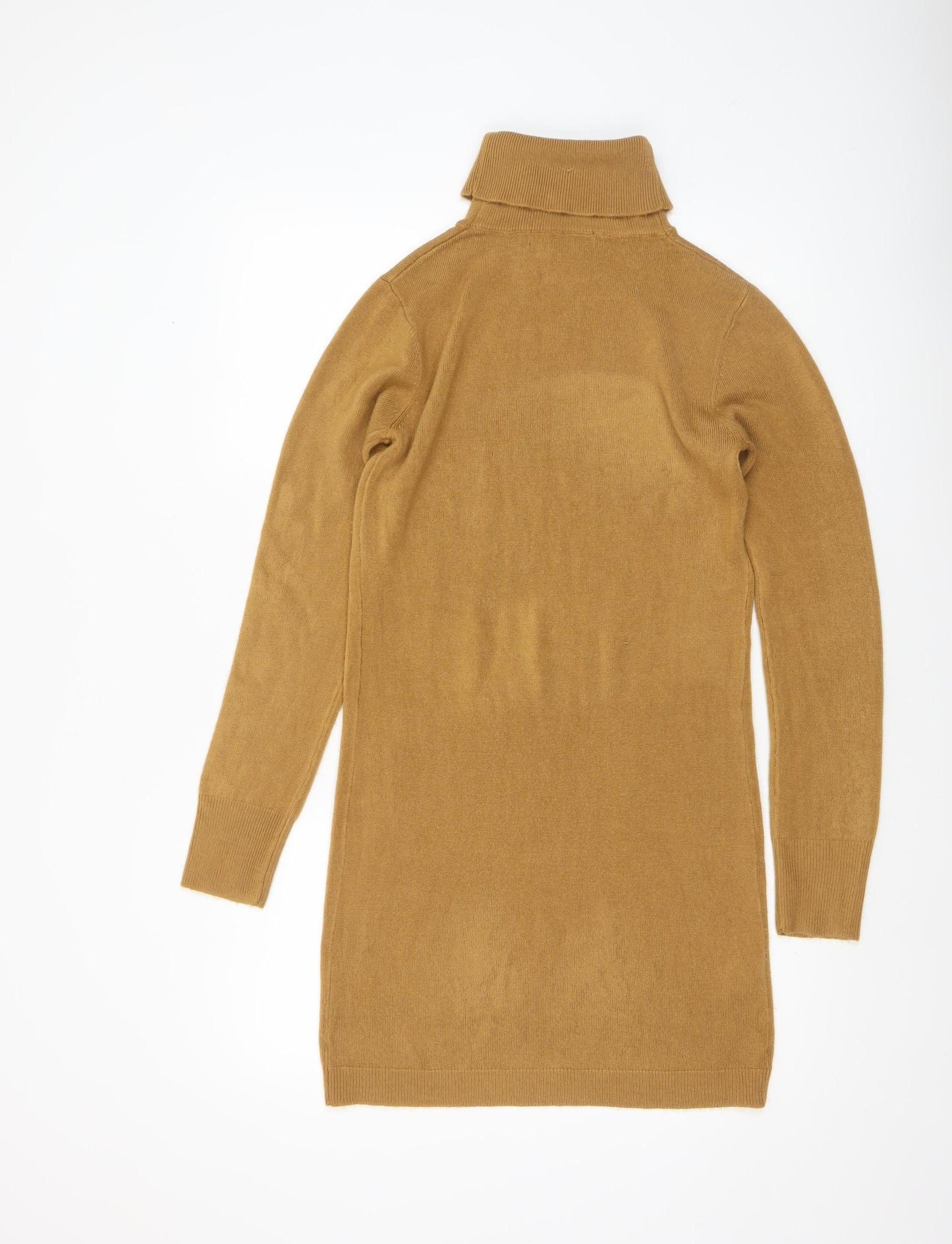 Forever 21 Women’s Brown Roll Neck Long Sleeve Knit Tunic Jumper Size S