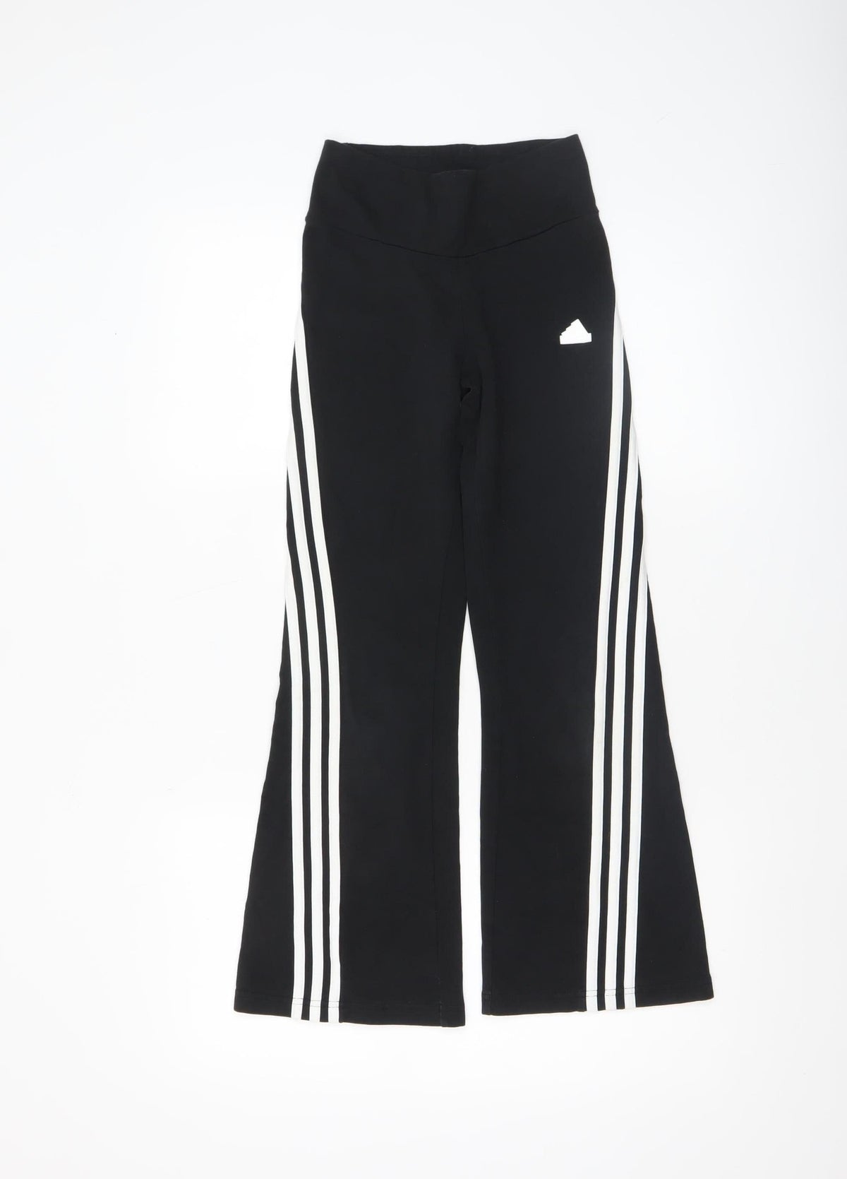 Adidas Girls Black Striped Jogger Trousers 9-10 Years Cotton Blend