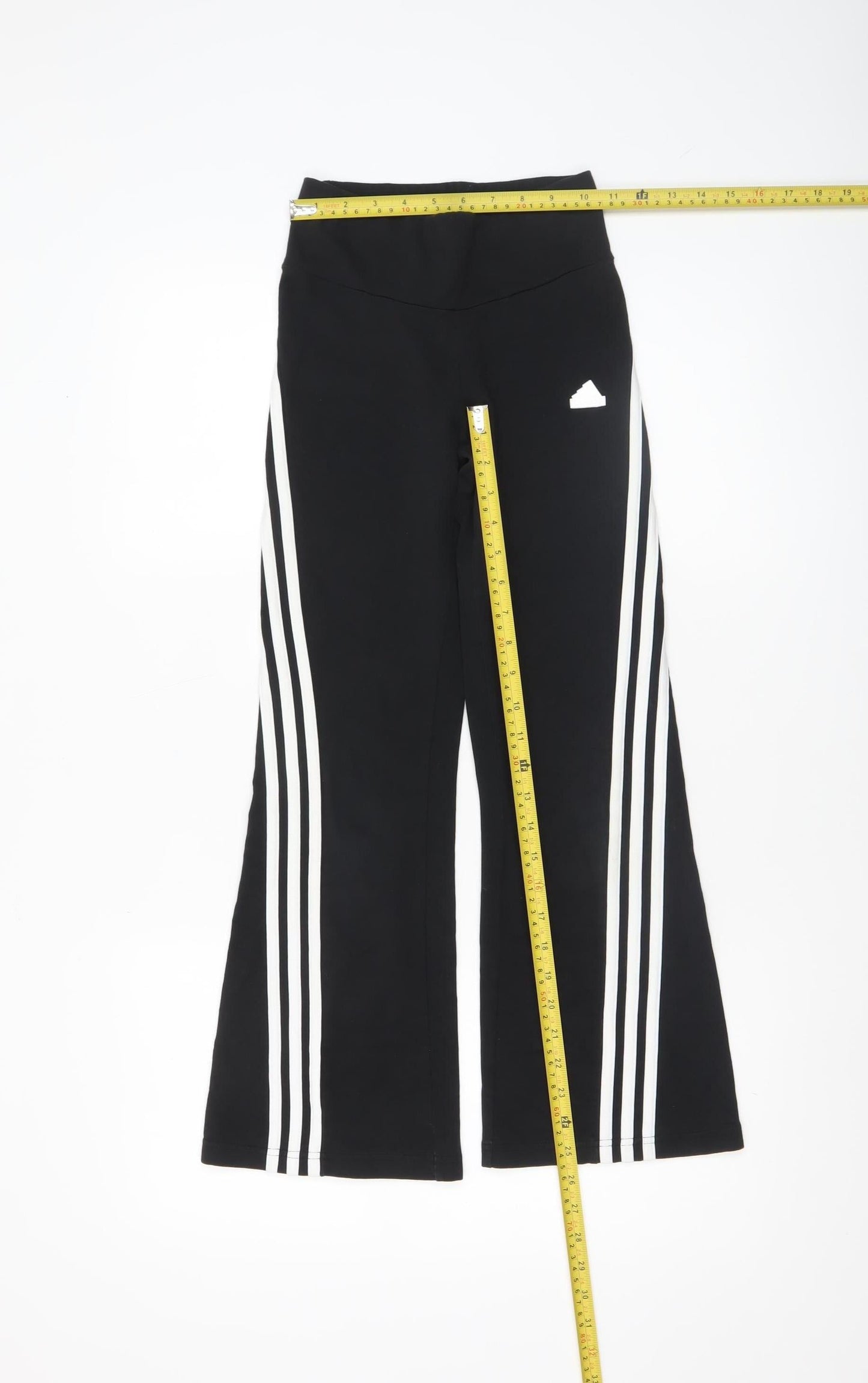 Adidas Girls Black Striped Jogger Trousers 9-10 Years Cotton Blend