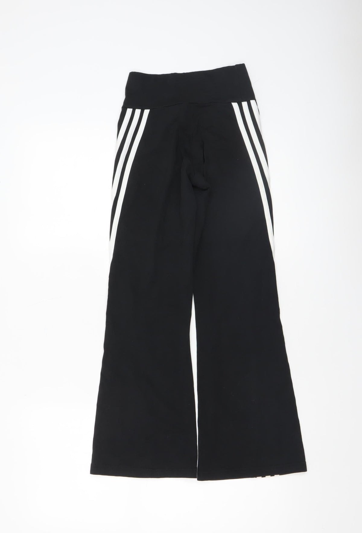 Adidas Girls Black Striped Jogger Trousers 9-10 Years Cotton Blend