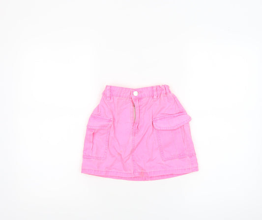 Primark Teens Pink Cargo Mini Skirt 8 Slim Cotton Denim Zip Pockets