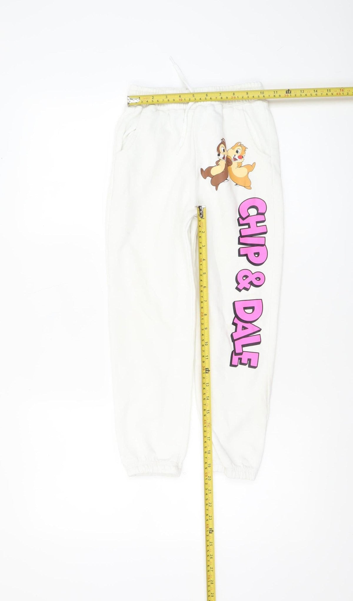 Disney Mickey & Friends Girls White Jogger Trousers 7-8 Years Chip & Dale Print