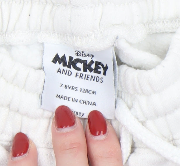 Disney Mickey & Friends Girls White Jogger Trousers 7-8 Years Chip & Dale Print