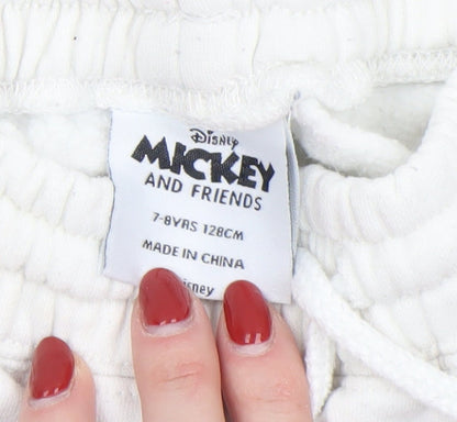 Disney Mickey & Friends Girls White Jogger Trousers 7-8 Years Chip & Dale Print