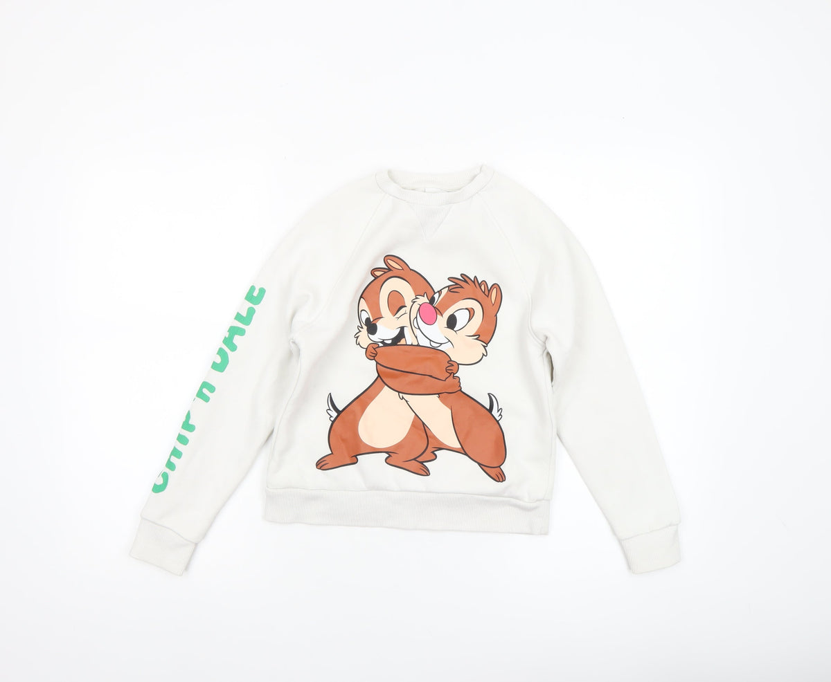 Disney Girls White Chip 'n Dale Fleece Sweatshirt 7-8 Years Pullover