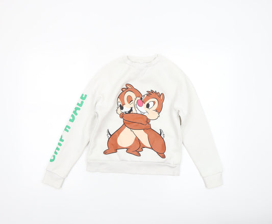 Disney Girls White Chip 'n Dale Fleece Sweatshirt 7-8 Years Pullover